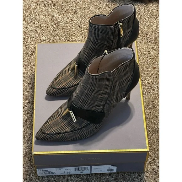 NIB- LOUISE ET CIE Shiro Bootie In Natural Plaid/ Black - Picture 5 of 8